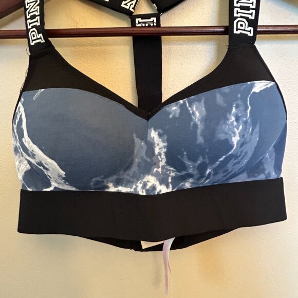 Victoria's Secret Pink Ultimate T-Back Push-Up Sports Bra Black Blue Size XS - Picture 3 of 15